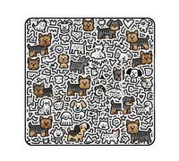 FekiLoot Outdoor Picnic Blanket Waterproof Foldable Beach Blankets Little Yorkshire Terrier Doodle Extra Large Lightweight Picnic Mat for Beach, Spring Camping Grass Lawn Park Accessories 200x200cm