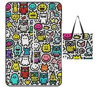 FekiLoot Outdoor Picnic Blanket Waterproof Foldable Beach Blankets Owls Doodle Extra Large Lightweight Picnic Mat for Beach, Spring Camping Grass Lawn Park Accessories 150x100cm