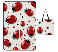 FekiLoot Outdoor Picnic Blanket Waterproof Foldable Beach Blankets Red Ladybug Extra Large Lightweight Picnic Mat for Beach, Spring Camping Grass Lawn Park Accessories 150x100cm