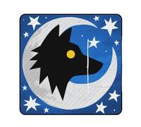 FekiLoot Outdoor Picnic Blanket Waterproof Foldable Beach Blankets Wolf Moon Totem Extra Large Lightweight Picnic Mat for Beach, Spring Camping Grass Lawn Park Accessories 150x150cm