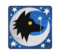 FekiLoot Outdoor Picnic Blanket Waterproof Foldable Beach Blankets Wolf Moon Totem Extra Large Lightweight Picnic Mat for Beach, Spring Camping Grass Lawn Park Accessories 200x200cm