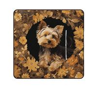 FekiLoot Outdoor Picnic Blanket Waterproof Foldable Beach Blankets Yorkshire Terrier in The Cave Extra Large Lightweight Picnic Mat for Beach, Spring Camping Grass Lawn Park Accessories 200x200cm