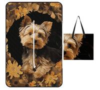 FekiLoot Outdoor Picnic Blanket Waterproof Foldable Beach Blankets Yorkshire Terrier in The Cave Extra Large Lightweight Picnic Mat for Beach, Spring Camping Grass Lawn Park Accessories 150x100cm