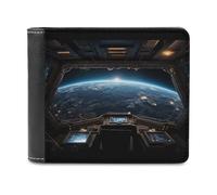 FekiLoot Outer Space Views from The Spaceship PU Leather Wallet Bifold Wallet Front Pocket Wallets Fashion Purse Slim Billfold Credit Card Holder