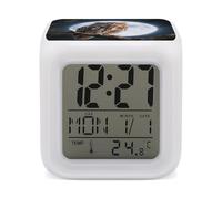 FekiLoot Owl Moonlight Alarm Clock Night Light Alarms for Bedroom Smart Digital Alarm Clock LED Display Clocks with 7 Colorful Ambient Lights Sleep Timer for Heavy Sleepers Simple Operation