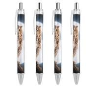 FekiLoot Owl Moonlight Ballpoint Pens Retractable Ball Point Pens Smooth-Flowing Black Ink 0.5mm Writing Pen Black Ink Pen for Men Women 4 PCS