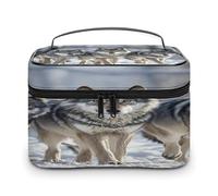 FekiLoot Pack of Wolves Makeup Bag Large Capacity Travel Cosmetic Bag Lightweight Hand-held Toiletry Bags Portable Cosmetic Pouch Cute Make Up Pouch for Women
