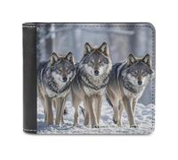 FekiLoot Pack of Wolves Wallet Large Capacity Slim Bifold Wallet with Multiple Card Slots PU Leather Men Purse