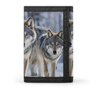 FekiLoot Pack of Wolves Wallet Portable Tri Fold Wallet with Zipper Coin Purse for Women Credit Car
