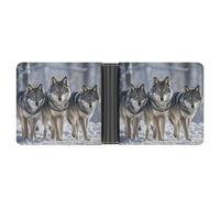 FekiLoot Pack of Wolves Wallet Slim Leather Bifold Wallet Extra Capacity Wallets with Multiple Card Slots Men Billfold