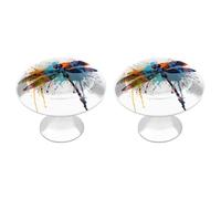 FekiLoot Paint Splash Dragonfly Cabinet Knobs Stainless Steel Aluminum Drawer Knobs for Kitchen Cupboard Door Round Cabinet Handles Bedroom Dresser with Screws Drawer Pulls 2 Pack