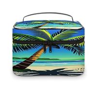 FekiLoot Palm Tree Clip Art Makeup Bag Large Capacity Travel Cosmetic Bag Lightweight Hand-held Toiletry Bags Portable Cosmetic Pouch Cute Make Up Pouch for Women