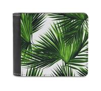 FekiLoot Palm Tree Green Leaves PU Leather Wallet Bifold Wallet Front Pocket Wallets Fashion Purse Slim Billfold Credit Card Holder