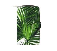 FekiLoot Palm Tree Green Leaves Wallet Large Capacity Travel Double Fold Wallets Portable Zipper Leather Purse for Women Men