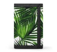 FekiLoot Palm Tree Green Leaves Wallets Exquisite Trifold Wallet Front Pocket Wallet with Zipper Keychain Coin Purse Credit Card Holder for Adult