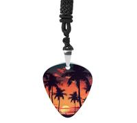 FekiLoot Palm Tree Guitar Pick Necklace Titanium Steel Guitar Bass Picks Pendant Rock Music Lovers Jewelry Custom Personalized Musical Guitarist Necklace for Women Men