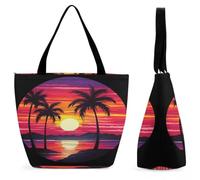 FekiLoot Palm Tree Sunset Design Tote Bag Beach Bag Shopping Bags