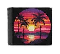 FekiLoot Palm Tree Sunset Design Wallet Fashionable Slim Leather Wallet with Multiple Card Slots And Hidden Compartments Wallets