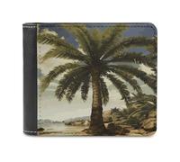 FekiLoot Palm Tree Tropical PU Leather Wallet Bifold Wallet Front Pocket Wallets Fashion Purse Slim Billfold Credit Card Holder