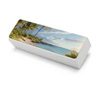 FekiLoot Palm Trees Beach Sea Ocean Eyeglasses Case Hard Shell Portable Leather Eyeglass Case Classic Multi Functional Lightweight Glasses Box for Women Men Sunglass