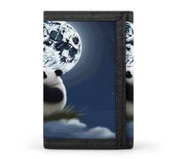 FekiLoot Panda And Moon Men's Wallet Extra Capacity Trifold Wallet Thin & Stylish Trifold Card Holder with ID Window