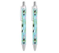 FekiLoot Panda Bamboo Leaf Ballpoint Pens Retractable Ball Point Pens Smooth-Flowing Black Ink 0.5mm Writing Pen Black Ink Pen for Men Women 2 PCS