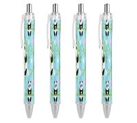 FekiLoot Panda Bamboo Leaf Ballpoint Pens Retractable Ball Point Pens Smooth-Flowing Black Ink 0.5mm Writing Pen Black Ink Pen for Men Women 4 PCS
