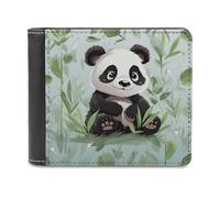 FekiLoot Panda Bamboo PU Leather Wallet Bifold Wallet Front Pocket Wallets Fashion Purse Slim Billfold Credit Card Holder