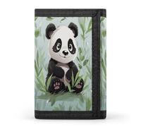 FekiLoot Panda Bamboo Wallets Exquisite Trifold Wallet Front Pocket Wallet with Zipper Keychain Coin Purse Credit Card Holder for Adult