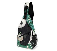 FekiLoot Panda Graphic Black And White Crossbody Sling Backpack Travel Hiking Chest Bag Full Printed Shoulder Pack Daypack Phone Bag