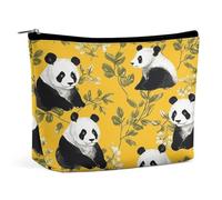 FekiLoot Panda on Yellow Background Makeup Bag for Purse Large Capacity Cosmetic Bags Aesthetic Accessories Storage Bag for Women Travel Toiletry Bags Portable Cosmetic Pouch