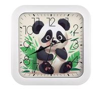 FekiLoot Panda Star Clock Square, Wall Clocks Battery Operated for Kitchen Home, Silent Non Ticking Operated Clocks, Rectangular, Gym Porch Decor Indoor Outdoor Clock