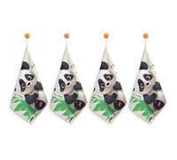 FekiLoot Panda Star Hand Towels for Kitchen, Square Small Towel with Hanging Loop for Bathroom, Absorbent Soft Hand Towels for Travel, Quick Dry Towel for Home, Gym 4PCS