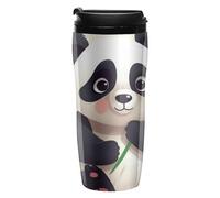 FekiLoot Panda Star Insulated Tumbler Reusable Plastic Iced Coffee Cup with Lid Double Walled Hot Coffee Travel Mug Gifts for Women Men BPA Free 12 Oz