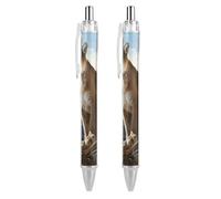 FekiLoot Panther Mountain Ballpoint Pens Retractable Black Ink Ballpoint Pens 0.5mm Medium Point Smooth Writing Pattern Pen with Super Soft Grip Cute Work Supplies for Men Women 2 PCS
