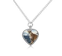 FekiLoot Panther Mountain Lion Urn Necklaces for Ashes Personalized Human Pet Cremation Jewelry Keepsake Locket Heart Pendant with Filling Kit Memorial Gift for Dog Cat Lover Women Men