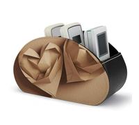 FekiLoot Paper Folded Heart Shape Remote Control Holder with 5 Compartments Pu Leather Remote Caddy Office Organizar Box for DVD Media Player Controllers And Cosmetics Office Supplies