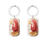 FekiLoot Papercut Phoenix Keychains Pendant with Chain, Rectangle Stainless Steel Key Rings for Artwork, Personalized Picture Keyrings Holder for DIY Crafts, Backpacks