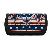 FekiLoot Patriot Star Line Pencil Case Portable Zipper Large Capacity Pencil Bag Handheld Multi Function Portable Pencil Pouch Organizer for Family Office Supplies