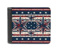 FekiLoot Patriot Star Line PU Leather Wallet Bifold Wallet Front Pocket Wallets Fashion Purse Slim Billfold Credit Card Holder