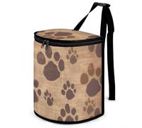 FekiLoot Paw Prints Art Car Trash Can Waterproof Leakproof Hanging Trash Bin with Lid Portable Large Capacity Car Garbage Bag and Storage Bag for Outdoor Traveling Home Use