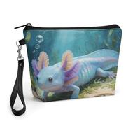 FekiLoot Peace Frog Axolotl Makeup Bags Portable Cosmetic Pouch With Drawstring, Leather Cosmetic Daily Beauty Holder, Travel Toiletry Storage Bag For Daily Use And Vacation