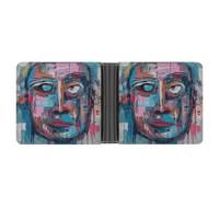 FekiLoot Peach And Blue Face Leather Wallet Double-Sided Different Images Bifold Wallet Ultra Strong Stitching Slim Wallets
