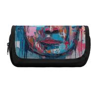 FekiLoot Peach And Blue Face Pencil Case Office Pencil Box Large Capacity Pencil Box Pouch Holder Double Zipper Pencil Case Use to Organize Desktop And Plan Space Home Office
