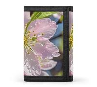 FekiLoot Peach Cherry Blossom Trifold Wallet Slim Credit Card Holder Stylish Trifold Billfold Minimalist Front Pocket Friendly Purses
