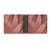 FekiLoot Peach Fern Leaves Leather Wallet Double-Sided Different Images Bifold Wallet Ultra Strong Stitching Slim Wallets