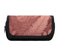 FekiLoot Peach Fern Leaves Pencil Case Office Pencil Box Large Capacity Pencil Box Pouch Holder Double Zipper Pencil Case Use to Organize Desktop And Plan Space Home Office