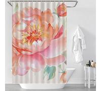 FekiLoot Peach Peony Shower Curtain Polyester Fabric Waterproof Bath Curtain with Grommet and Hooks Modern Decorative Shower Curtains Machine Washable for Home Bathroom 46.85x70.87Inch（119x180cm）