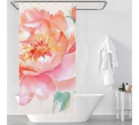 FekiLoot Peach Peony Shower Curtain Polyester Fabric Waterproof Bath Curtain with Grommet and Hooks Modern Decorative Shower Curtains Machine Washable for Home Bathroom 35.43x70.87Inch（90x180cm）