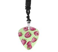 FekiLoot Peach Raspberry Guitar Pick Necklace Titanium Steel Guitar Bass Picks Pendant Rock Music Lovers Jewelry Custom Personalized Musical Guitarist Necklace for Women Men
